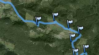 Trazado geogr&aacute;fico y ruta GPS en el mapa