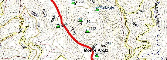 Monte Allaitz. Subida por San Adrián (Mapa topográfico)