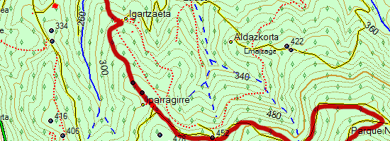 Monte Ausa Gaztelu. Subida desde Zaldibia (Mapa topográfico)