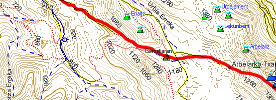 Monte Aitzgorri. Subida desde el Santuario de Aranzazu (Mapa topográfico)