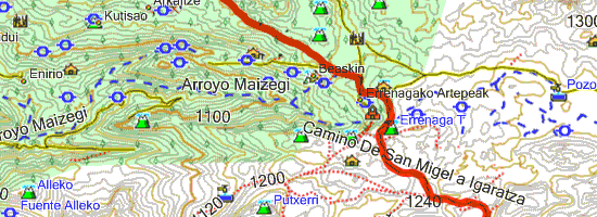 Monte Txindoki. Subida desde Guardetxe (Mapa topográfico)