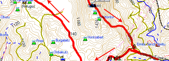 Monte Aizkorri/Aitzgorri. Subida por San Adrián (Mapa topográfico)