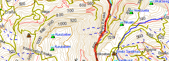 Monte Andarto. Subida desde Urkulu (Mapa topográfico)