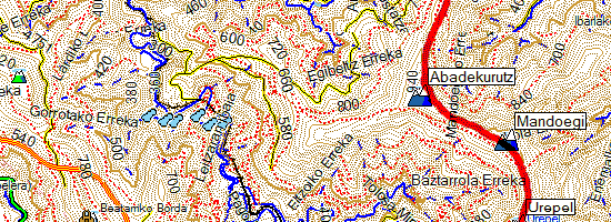 Travesía Besabi-Leiza. Nueve cimas por el cordal Adarra-Mandoegi (Mapa topográfico)