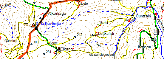 Monte Indamendi. Subida desde Zarauz (Mapa topográfico)