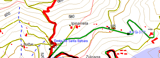 Monte Irimo. Subida desde Urretxu (Mapa topográfico)