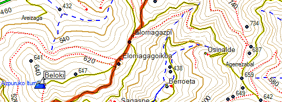 Monte Izaspi. Subida desde Zumarraga (Mapa topográfico)