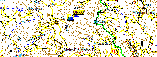 Monte Urko. Ascenso desde el alto de Ixua (Mapa topográfico)