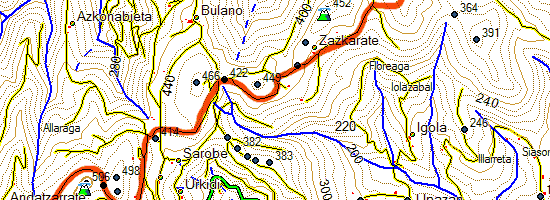 Monte Zarateaitz. Subida desde el puerto de Andazarrate (Mapa topográfico)