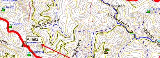 GR 121.1. Ruta circular desde Otzaurte (Mapa topográfico)