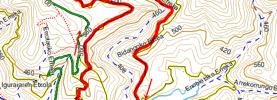 Ruta Eskas-Urdaburu. Parque Natural de Peñas de Aya de un extremo a otro (Mapa topográfico)